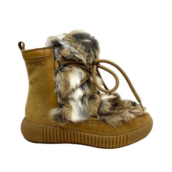 NEW PAJAR women's anet zip boot in beige suede/rabbit